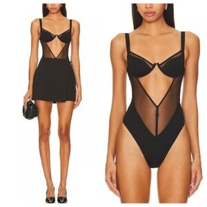 New! UNDRESS CODE Black Remember Me Thong Bodysuit 10863
